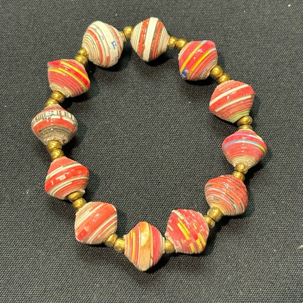 Handcrafted Multicolor Paper Bead Bracelet